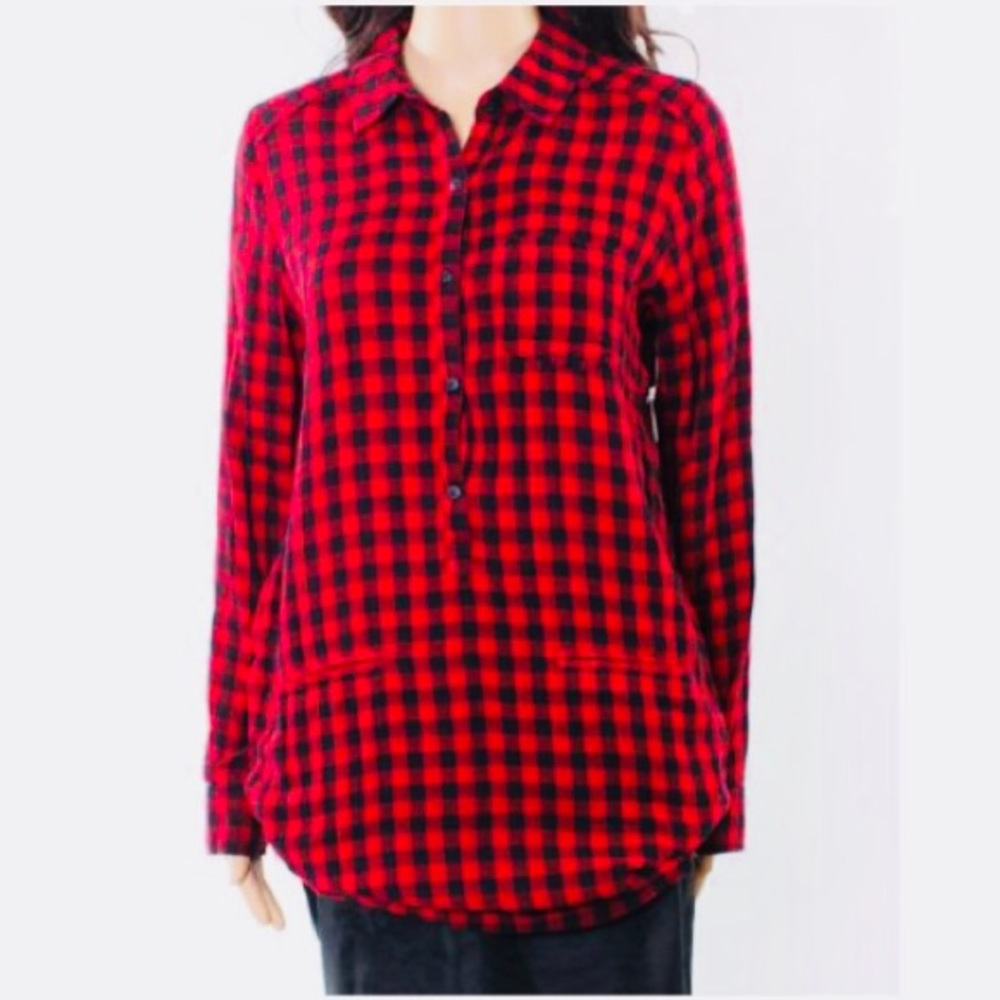 Rubbish long black and red plain shirt